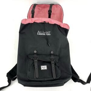 Herschel‎ Black Canvas Backpack – Red Stripe Lining, Multi Pockets, Durable